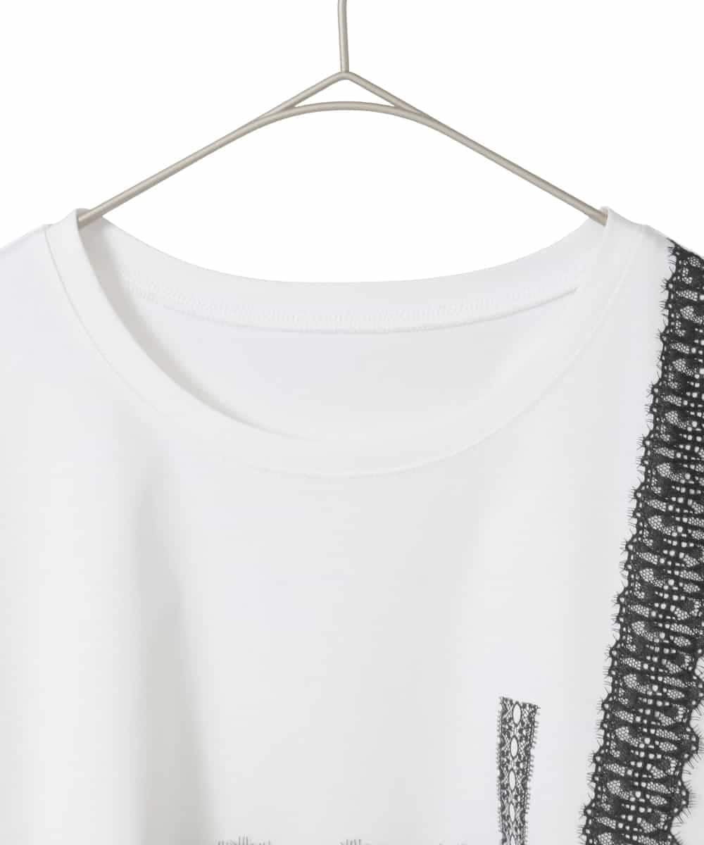 RLKFD31210 HIROKO BIS GRANDE(ヒロコ ビス グランデ) レーステープデザインコットンカットソー ホワイト