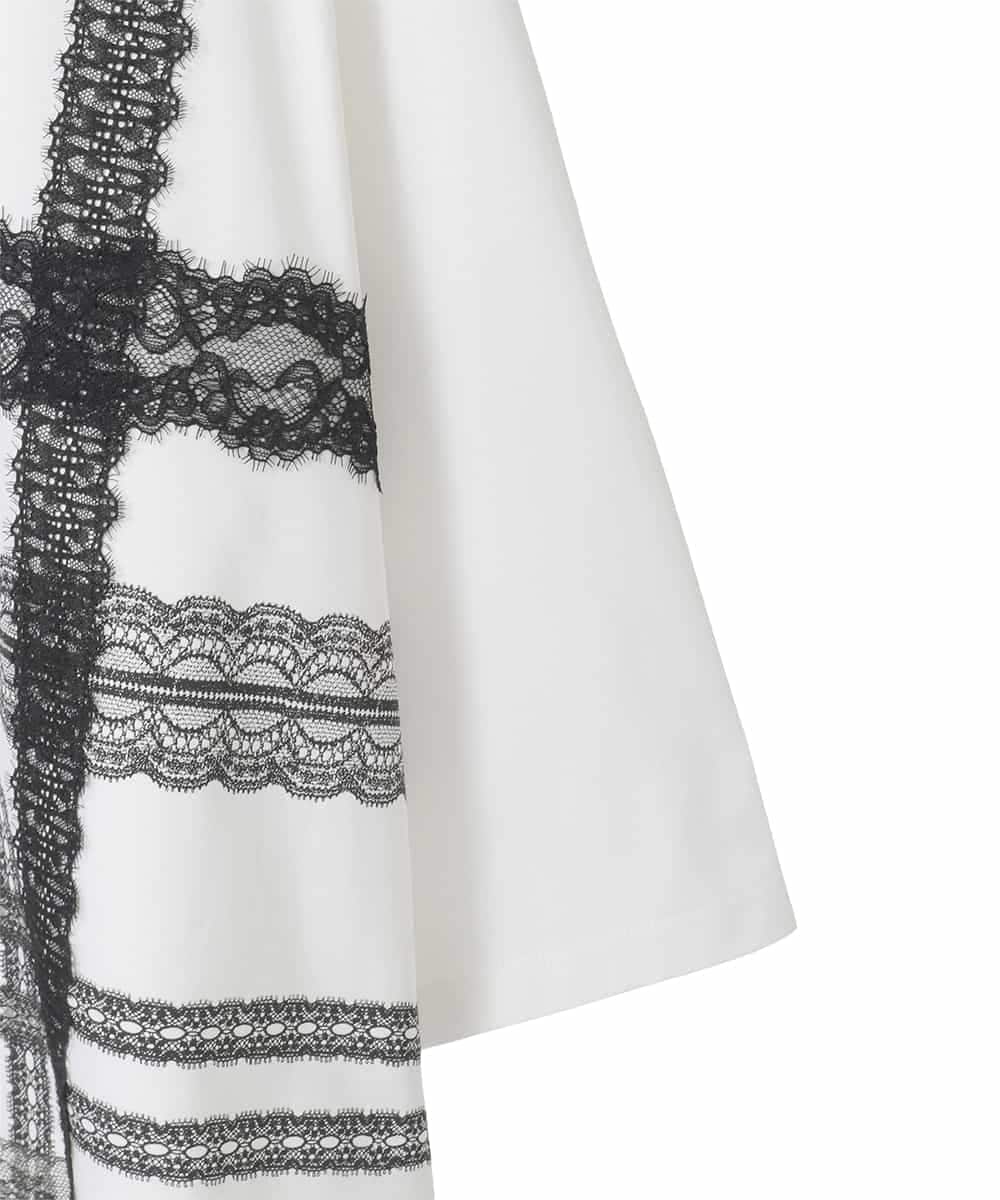RLKFD31210 HIROKO BIS GRANDE(ヒロコ ビス グランデ) レーステープデザインコットンカットソー ホワイト