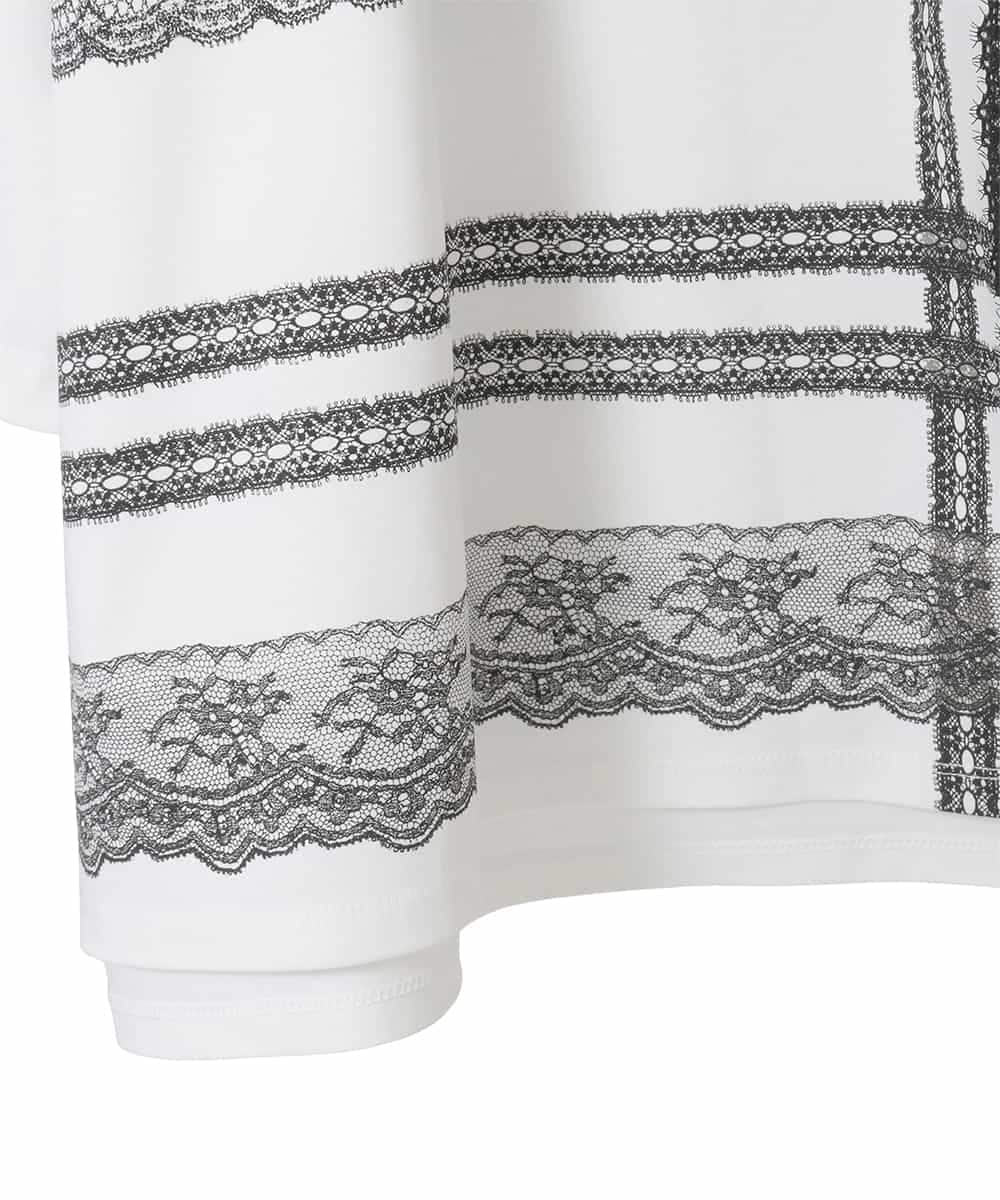 RLKFD31210 HIROKO BIS GRANDE(ヒロコ ビス グランデ) レーステープデザインコットンカットソー ホワイト