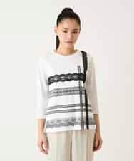 RLKFD31210 HIROKO BIS GRANDE(ヒロコ ビス グランデ) レーステープデザインコットンカットソー ホワイト