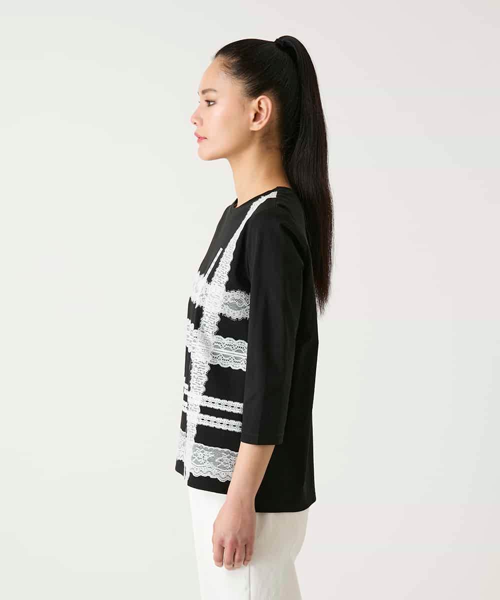 RLKFD31210 HIROKO BIS GRANDE(ヒロコ ビス グランデ) レーステープデザインコットンカットソー ホワイト