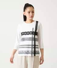 RLKFD31210 HIROKO BIS GRANDE(ヒロコ ビス グランデ) レーステープデザインコットンカットソー ホワイト