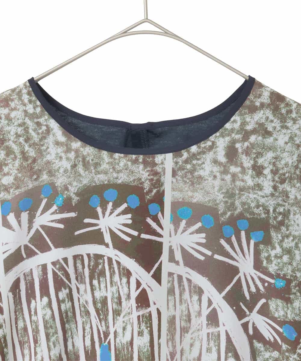 RLKFD36280 HIROKO BIS GRANDE(ヒロコ ビス グランデ) グラフィカルプリントチュニックプルオーバー ブルー