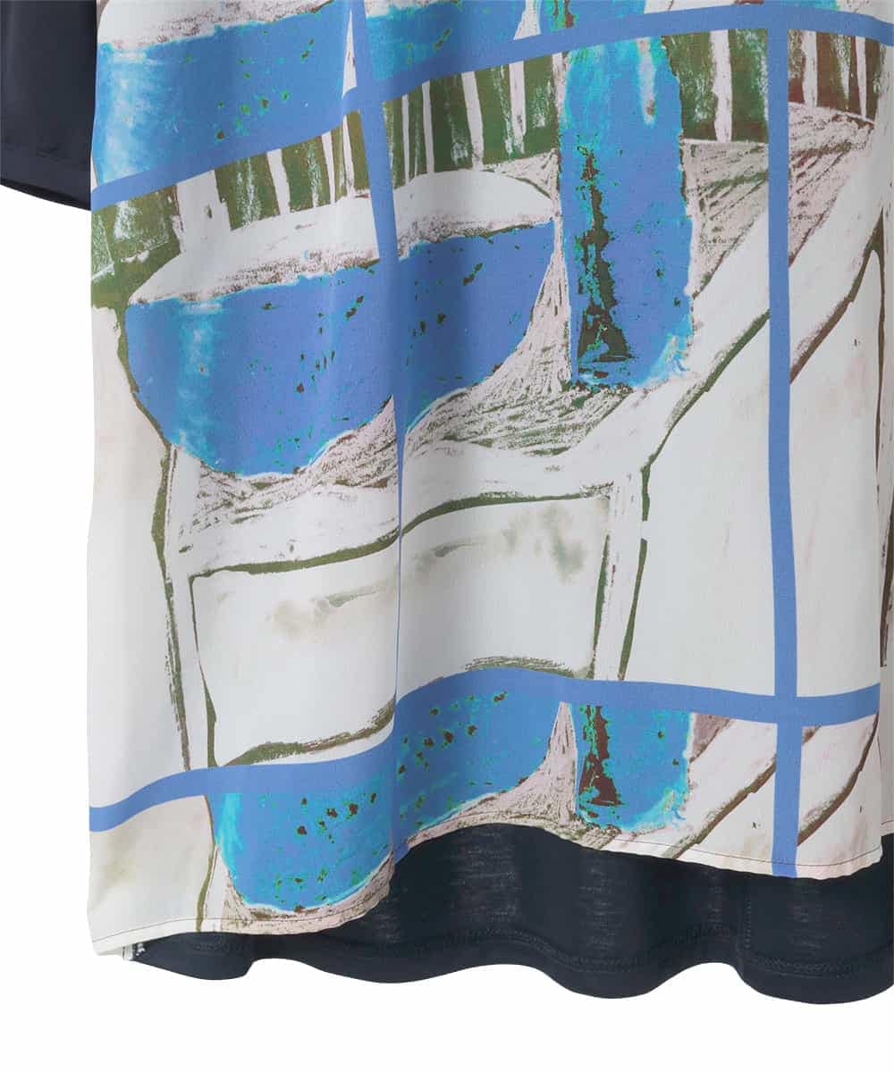 RLKFD36280 HIROKO BIS GRANDE(ヒロコ ビス グランデ) グラフィカルプリントチュニックプルオーバー ブルー