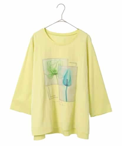 RLKFD38280 HIROKO BIS GRANDE 【大きいサイズ】異素材ジョイントコラージュデザインカットソー