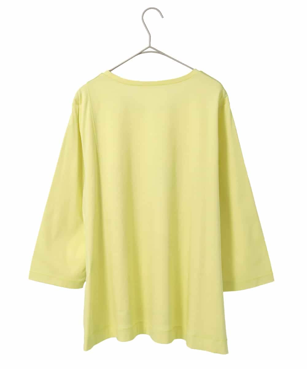 RLKFD38280 HIROKO BIS GRANDE(ヒロコ ビス グランデ) 【大きいサイズ】異素材ジョイントコラージュデザインカットソー イエロー