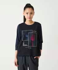 RLKFD38280 HIROKO BIS GRANDE(ヒロコ ビス グランデ) 【大きいサイズ】異素材ジョイントコラージュデザインカットソー イエロー