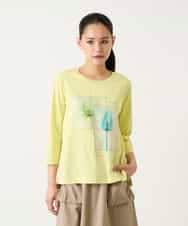 RLKFD38280 HIROKO BIS GRANDE(ヒロコ ビス グランデ) 【大きいサイズ】異素材ジョイントコラージュデザインカットソー イエロー