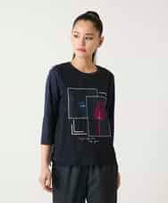 RLKFD38280 HIROKO BIS GRANDE(ヒロコ ビス グランデ) 【大きいサイズ】異素材ジョイントコラージュデザインカットソー イエロー