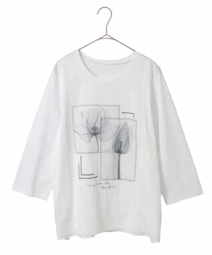 RLKFD38280 HIROKO BIS GRANDE 【大きいサイズ】異素材ジョイントコラージュデザインカットソー