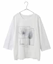 RLKFD38280 HIROKO BIS GRANDE(ヒロコ ビス グランデ) 【大きいサイズ】異素材ジョイントコラージュデザインカットソー ホワイト