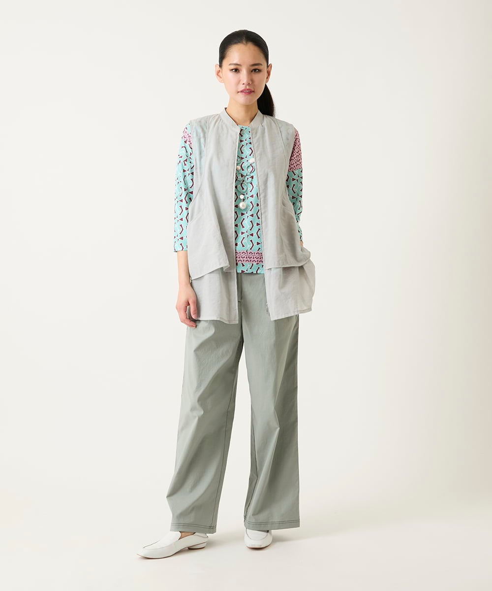 RLKFD40210 HIROKO BIS GRANDE(ヒロコ ビス グランデ) 【大きいサイズ】幾何デザインボックスシルエットブラウス グリーン