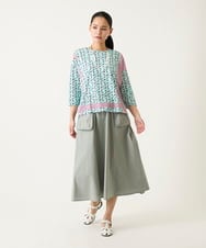 RLKFD40210 HIROKO BIS GRANDE(ヒロコ ビス グランデ) 【大きいサイズ】幾何デザインボックスシルエットブラウス グリーン