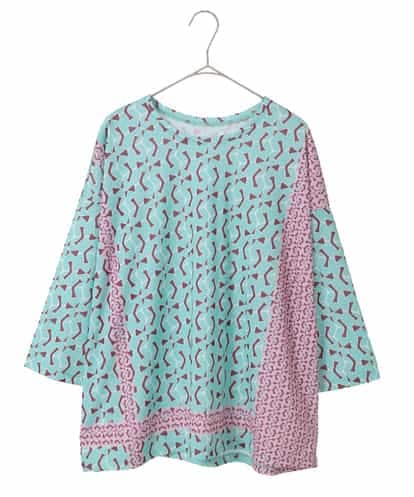 RLKFD40210 HIROKO BIS GRANDE 【大きいサイズ】幾何デザインボックスシルエットブラウス