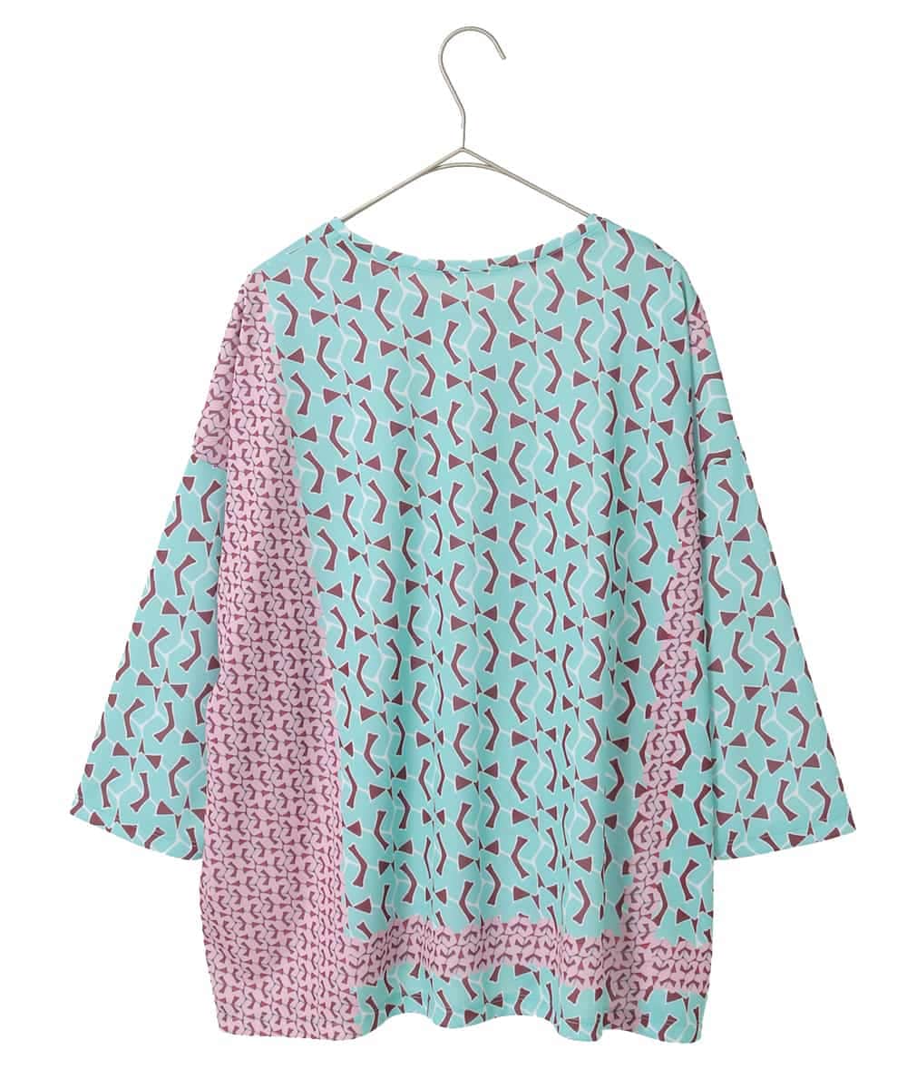 RLKFD40210 HIROKO BIS GRANDE(ヒロコ ビス グランデ) 【大きいサイズ】幾何デザインボックスシルエットブラウス グリーン