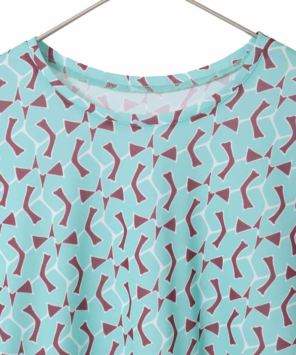 RLKFD40210 HIROKO BIS GRANDE(ヒロコ ビス グランデ) 【大きいサイズ】幾何デザインボックスシルエットブラウス グリーン