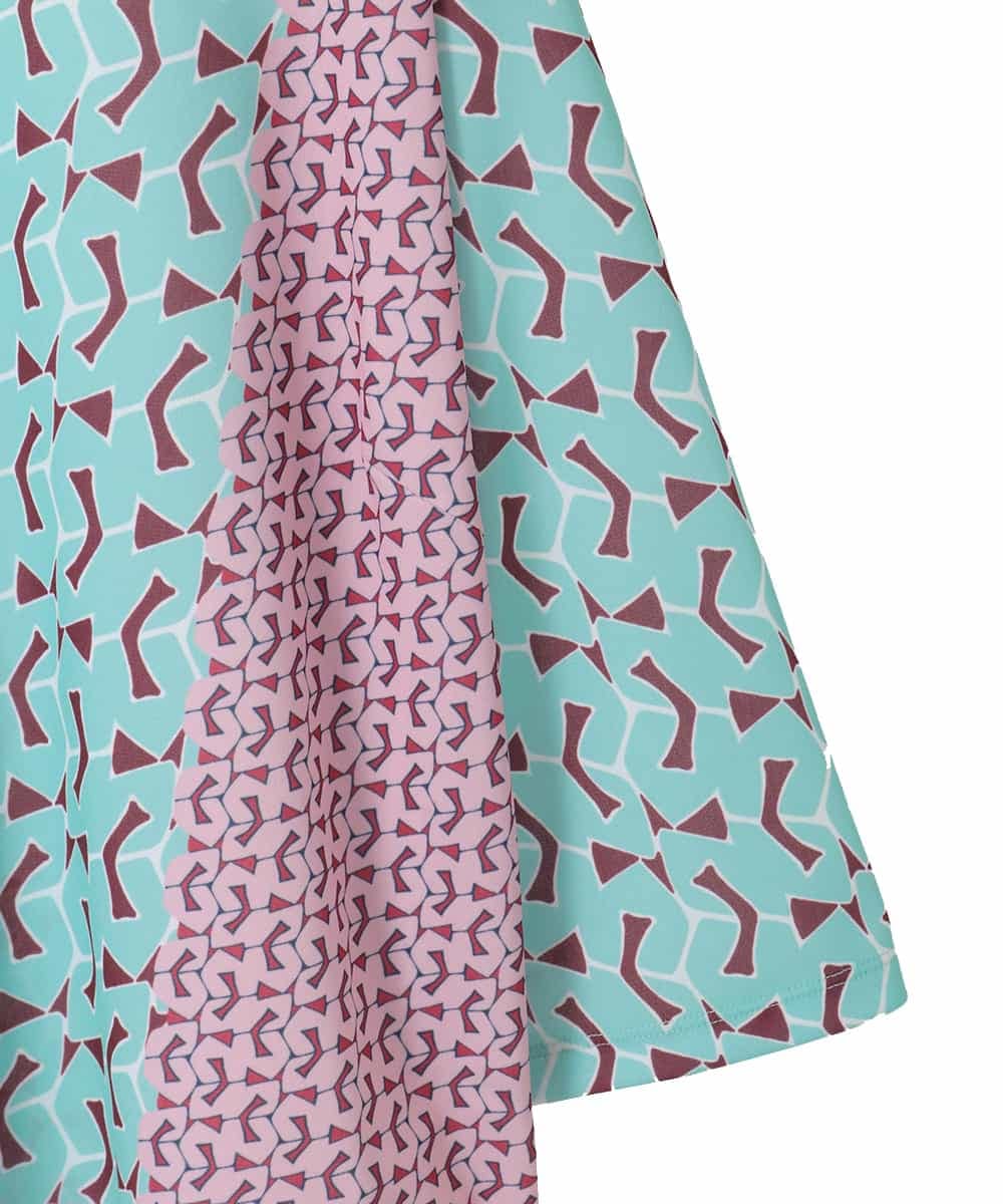 RLKFD40210 HIROKO BIS GRANDE(ヒロコ ビス グランデ) 【大きいサイズ】幾何デザインボックスシルエットブラウス グリーン