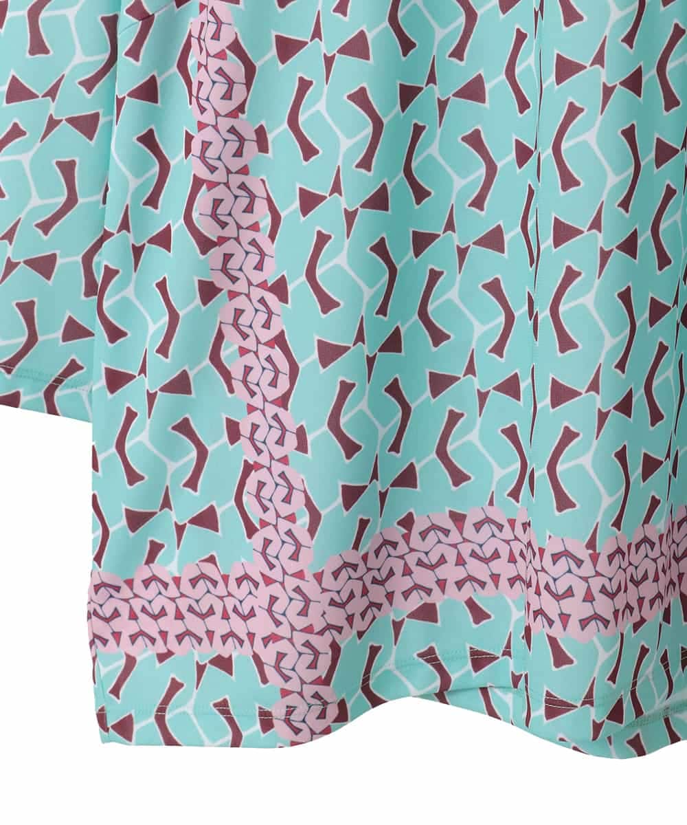 RLKFD40210 HIROKO BIS GRANDE(ヒロコ ビス グランデ) 【大きいサイズ】幾何デザインボックスシルエットブラウス グリーン