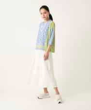 RLKFD40210 HIROKO BIS GRANDE(ヒロコ ビス グランデ) 【大きいサイズ】幾何デザインボックスシルエットブラウス グリーン