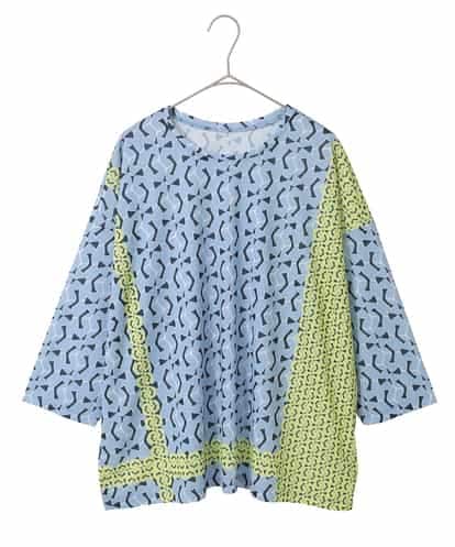 RLKFD40210 HIROKO BIS GRANDE 【大きいサイズ】幾何デザインボックスシルエットブラウス