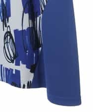 RLKFV10250 HIROKO BIS GRANDE(ヒロコ ビス グランデ) 【大きいサイズ】ペイントデザイン切り替えチュニックカットソー /洗濯機で洗える ブルー