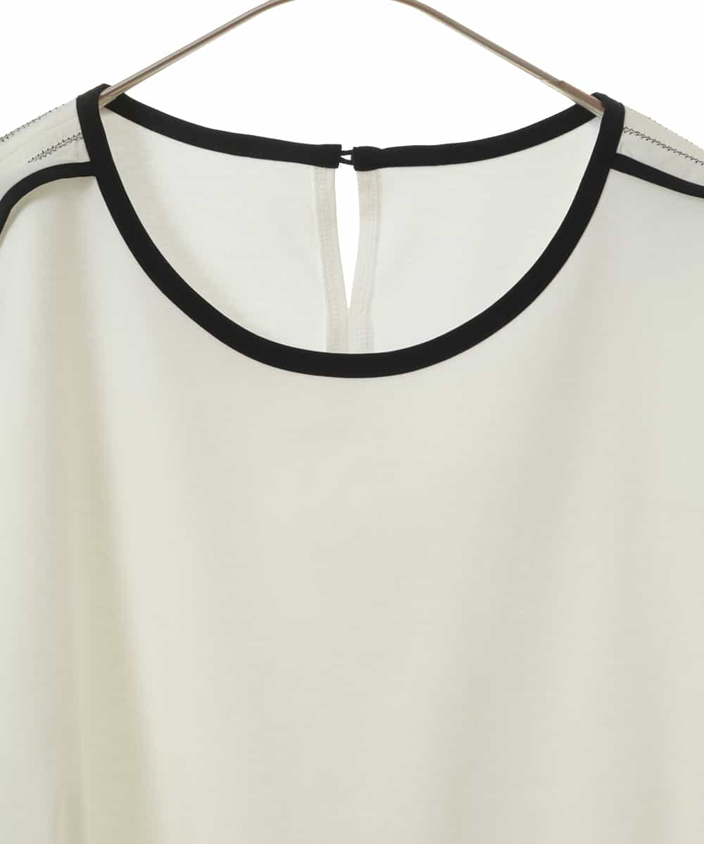 RLKFW37250 HIROKO BIS GRANDE(ヒロコ ビス グランデ) 【大きいサイズ】ショルダーステッチデザインTシャツ /洗える ホワイト