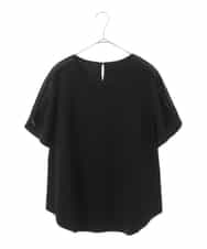 RLKFW37250 HIROKO BIS GRANDE(ヒロコ ビス グランデ) 【大きいサイズ】ショルダーステッチデザインTシャツ /洗える ブラック
