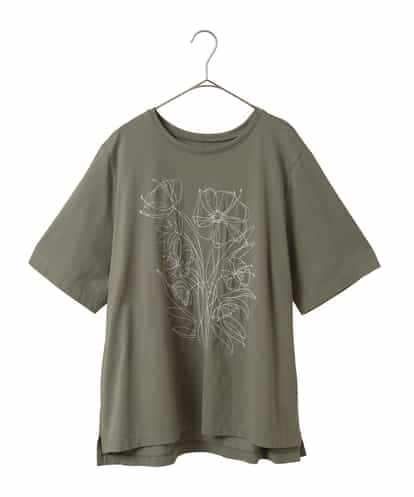 RLKGA07210 HIROKO BIS GRANDE 【大きいサイズ】ステッチ刺繍デザインTシャツ /洗える