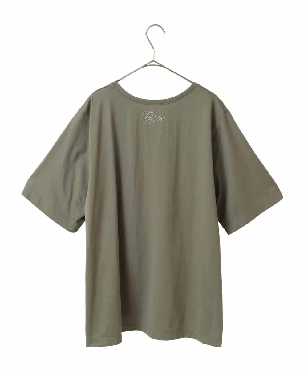 RLKGA07210 HIROKO BIS GRANDE(ヒロコ ビス グランデ) 【大きいサイズ】ステッチ刺繍デザインTシャツ /洗える カーキ