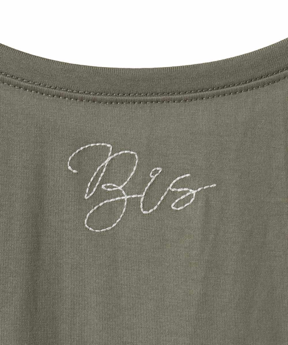 RLKGA07210 HIROKO BIS GRANDE(ヒロコ ビス グランデ) 【大きいサイズ】ステッチ刺繍デザインTシャツ /洗える カーキ