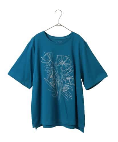 RLKGA07210 HIROKO BIS GRANDE 【大きいサイズ】ステッチ刺繍デザインTシャツ /洗える