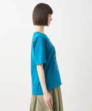 RLKGA07210 HIROKO BIS GRANDE(ヒロコ ビス グランデ) 【大きいサイズ】ステッチ刺繍デザインTシャツ /洗える ブルー