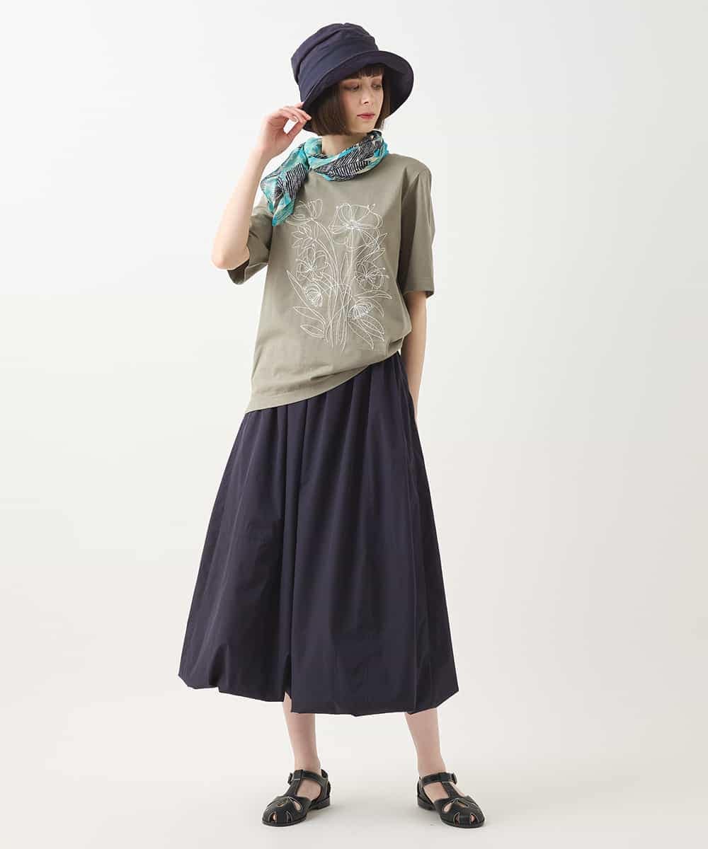 RLKGA07210 HIROKO BIS GRANDE(ヒロコ ビス グランデ) 【大きいサイズ】ステッチ刺繍デザインTシャツ /洗える ブルー