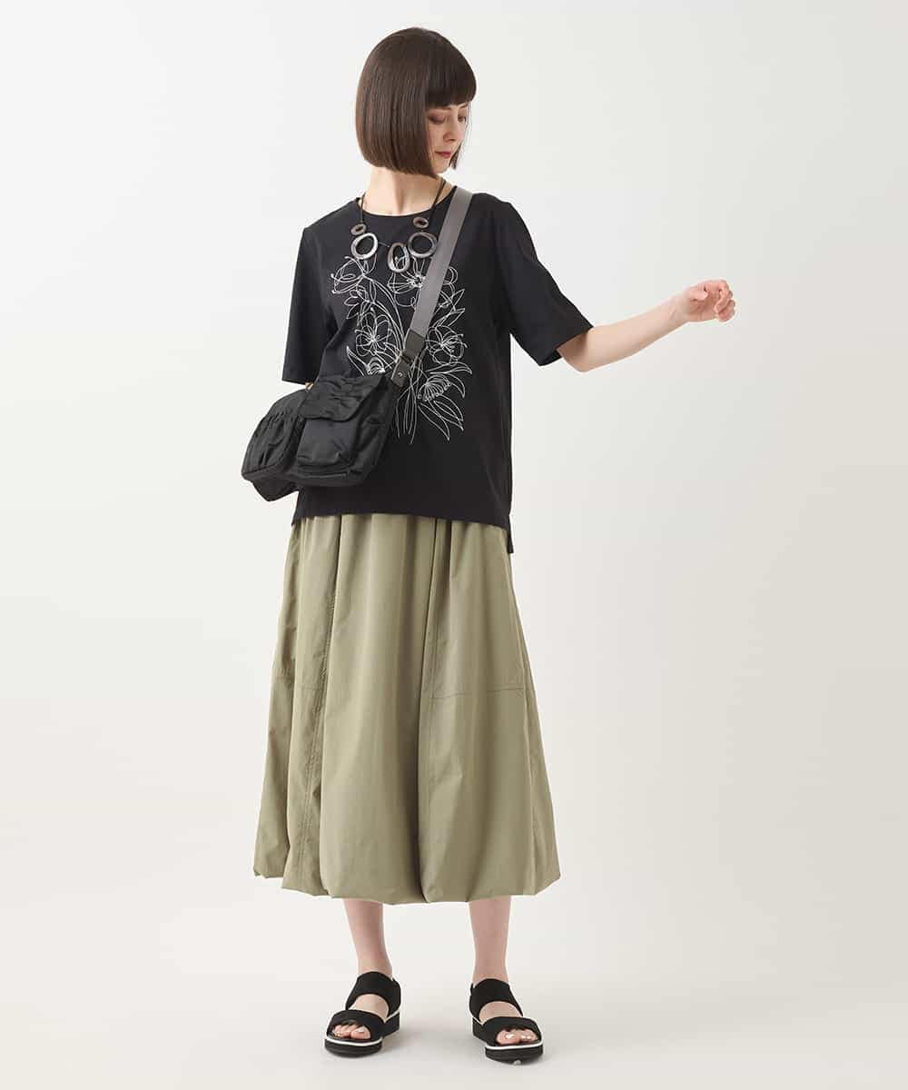 RLKGA07210 HIROKO BIS GRANDE(ヒロコ ビス グランデ) 【大きいサイズ】ステッチ刺繍デザインTシャツ /洗える ブルー