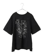 RLKGA07210 HIROKO BIS GRANDE(ヒロコ ビス グランデ) 【大きいサイズ】ステッチ刺繍デザインTシャツ /洗える ブラック