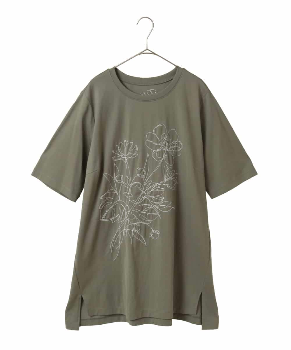 RLKGA08210 HIROKO BIS GRANDE ステッチ刺繍デザインチュニックTシャツ