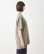 RLKGA08210 HIROKO BIS GRANDE(ヒロコ ビス グランデ) 【大きいサイズ】ステッチ刺繍デザインチュニックTシャツ /洗える カーキ