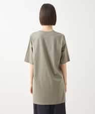 RLKGA08210 HIROKO BIS GRANDE(ヒロコ ビス グランデ) 【大きいサイズ】ステッチ刺繍デザインチュニックTシャツ /洗える カーキ