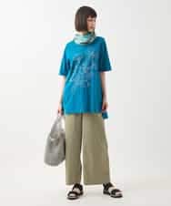 RLKGA08210 HIROKO BIS GRANDE(ヒロコ ビス グランデ) 【大きいサイズ】ステッチ刺繍デザインチュニックTシャツ /洗える カーキ