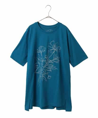 RLKGA08210 HIROKO BIS GRANDE 【大きいサイズ】ステッチ刺繍デザインチュニックTシャツ /洗える