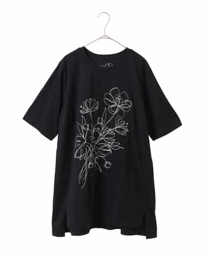 RLKGA08210 HIROKO BIS GRANDE ステッチ刺繍デザインチュニックTシャツ
