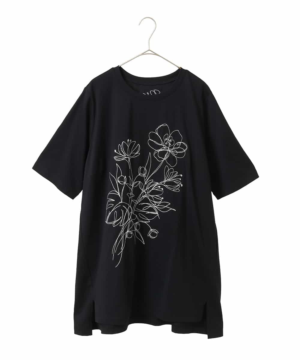 RLKGA08210 HIROKO BIS GRANDE ステッチ刺繍デザインチュニックTシャツ