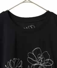 RLKGA08210 HIROKO BIS GRANDE(ヒロコ ビス グランデ) 【大きいサイズ】ステッチ刺繍デザインチュニックTシャツ /洗える ブラック