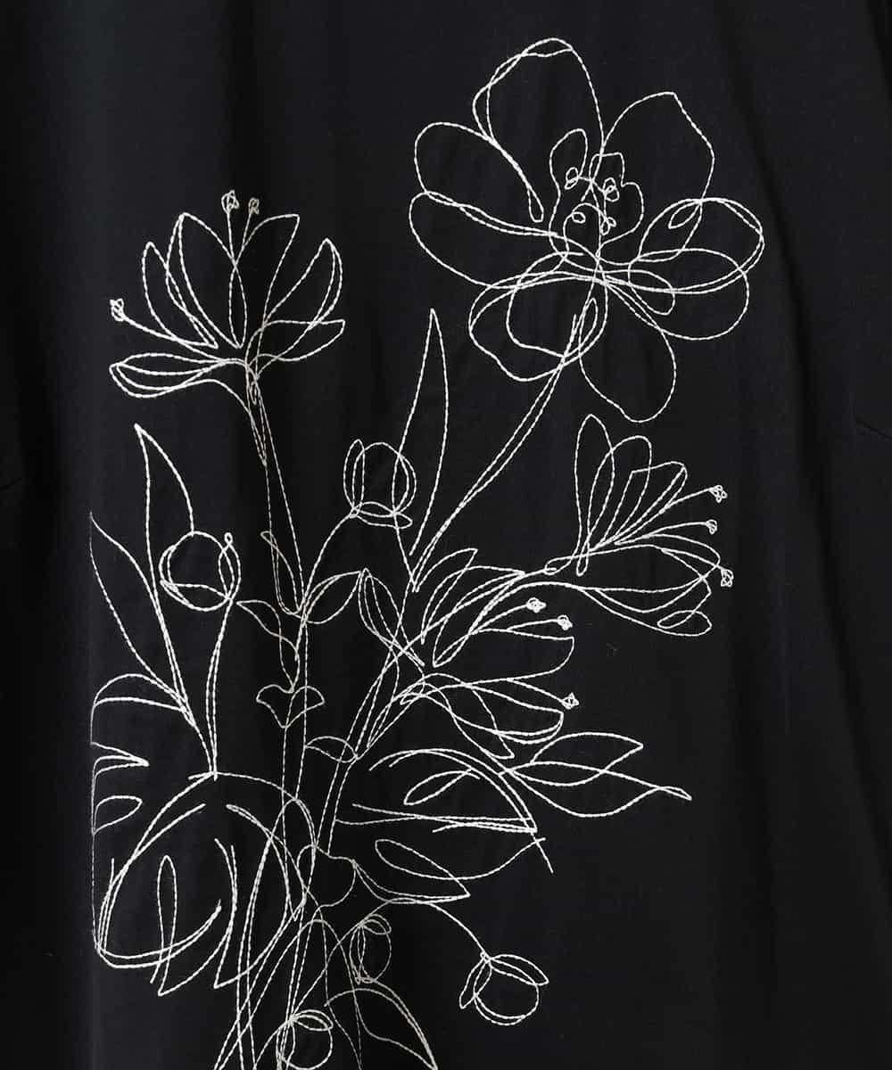 RLKGA08210 HIROKO BIS GRANDE(ヒロコ ビス グランデ) 【大きいサイズ】ステッチ刺繍デザインチュニックTシャツ /洗える ブラック