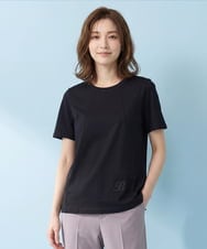 RLKGA11200 HIROKO BIS GRANDE(ヒロコ ビス グランデ) 【大きいサイズ】カーブ切り替えコットンカットソー /洗える ブラック