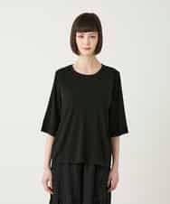 RLKGE01250 HIROKO BIS GRANDE(ヒロコ ビス グランデ) 切り替えリブハーフスリーブカットソー ブラック