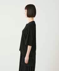 RLKGE01250 HIROKO BIS GRANDE(ヒロコ ビス グランデ) 切り替えリブハーフスリーブカットソー ブラック