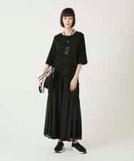 RLKGE01250 HIROKO BIS GRANDE(ヒロコ ビス グランデ) 切り替えリブハーフスリーブカットソー ブラック