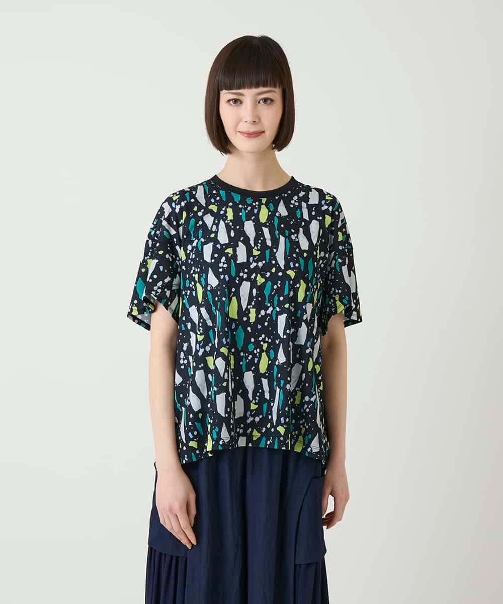 RLKGE23230 HIROKO BIS GRANDE(ヒロコ ビス グランデ) 幾何柄デザインカットソー ネイビー