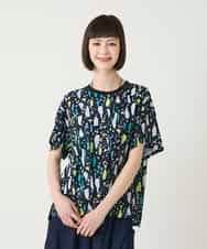 RLKGE23230 HIROKO BIS GRANDE(ヒロコ ビス グランデ) 幾何柄デザインカットソー ネイビー